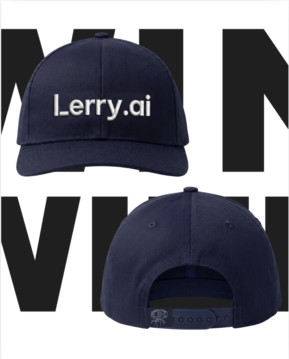 Navy cap — 3D embroidered wordmark, woven strap label