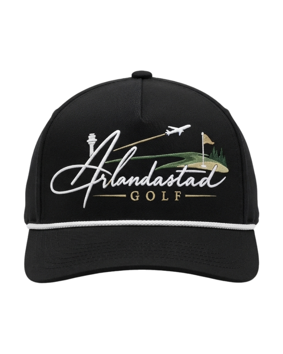 Arlandastad GOLF cap — embroidered front logo, rope detail